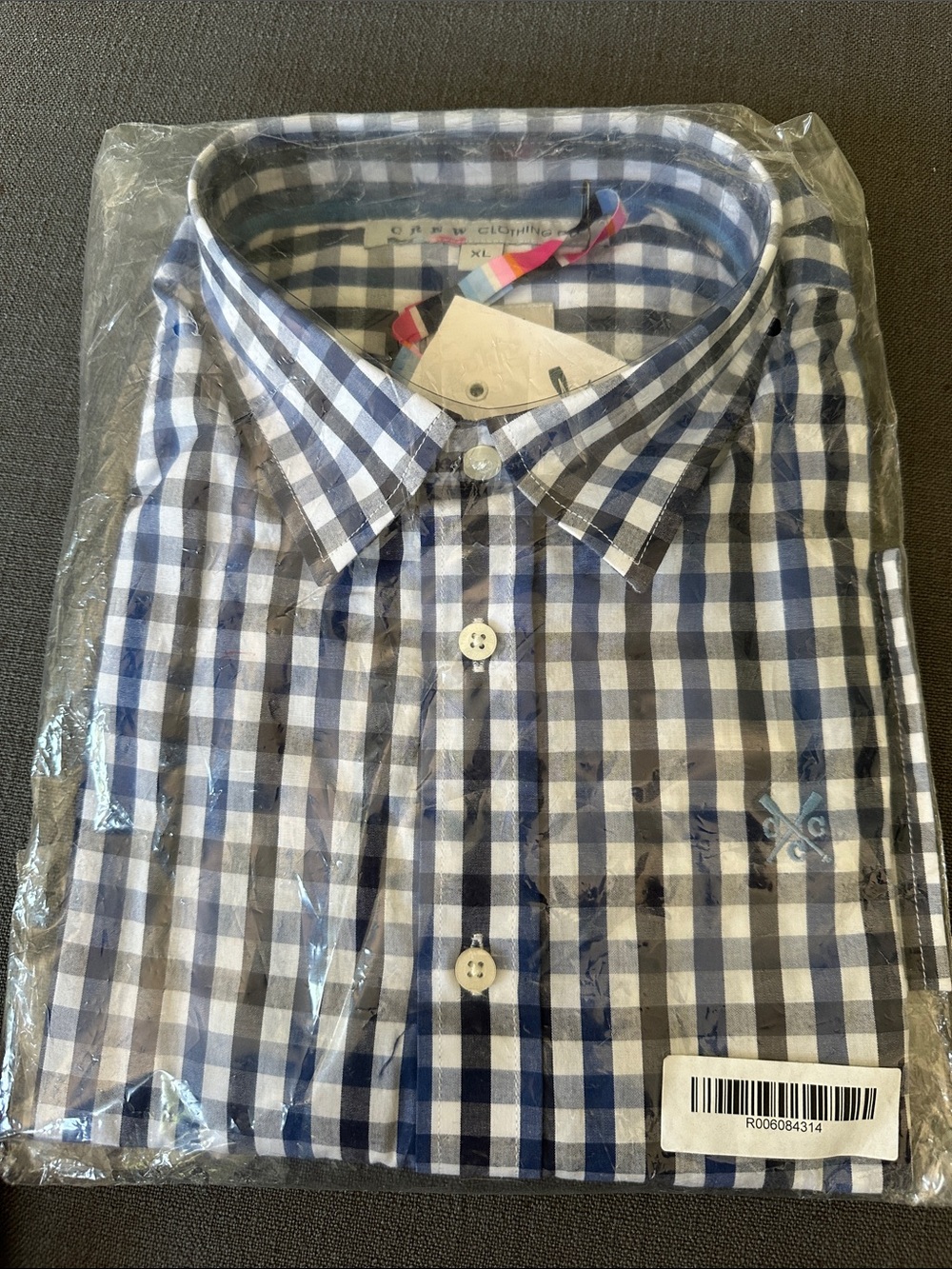 Men’s Navy & White Gingham Button-Down Shirt